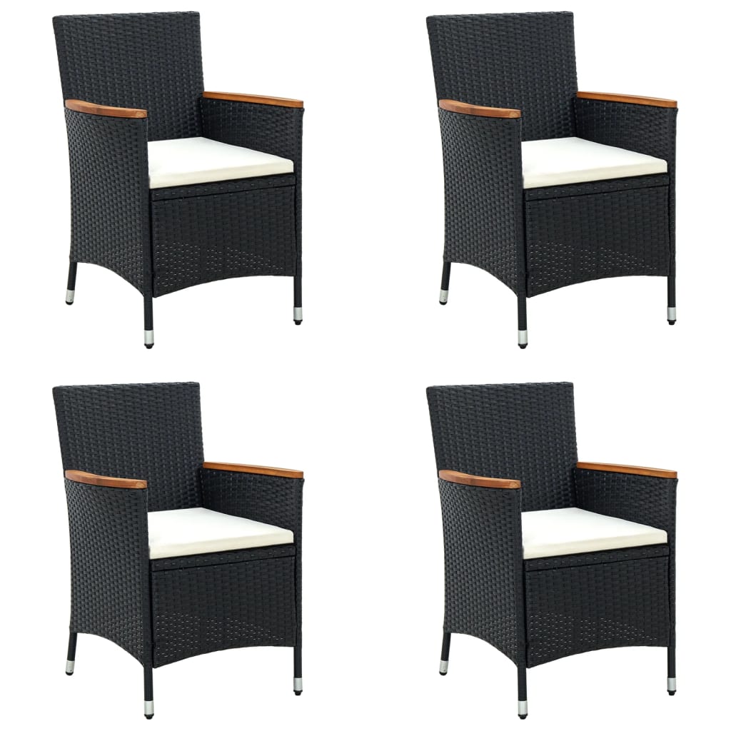 vidaXL Modern Dining Chairs 4 Pcs Patio Rattan Wicker Dining Chair Poly Rattan
