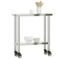vidaXL Kitchen Work Table with Wheels Storage Home Restaurant Stainless Steel