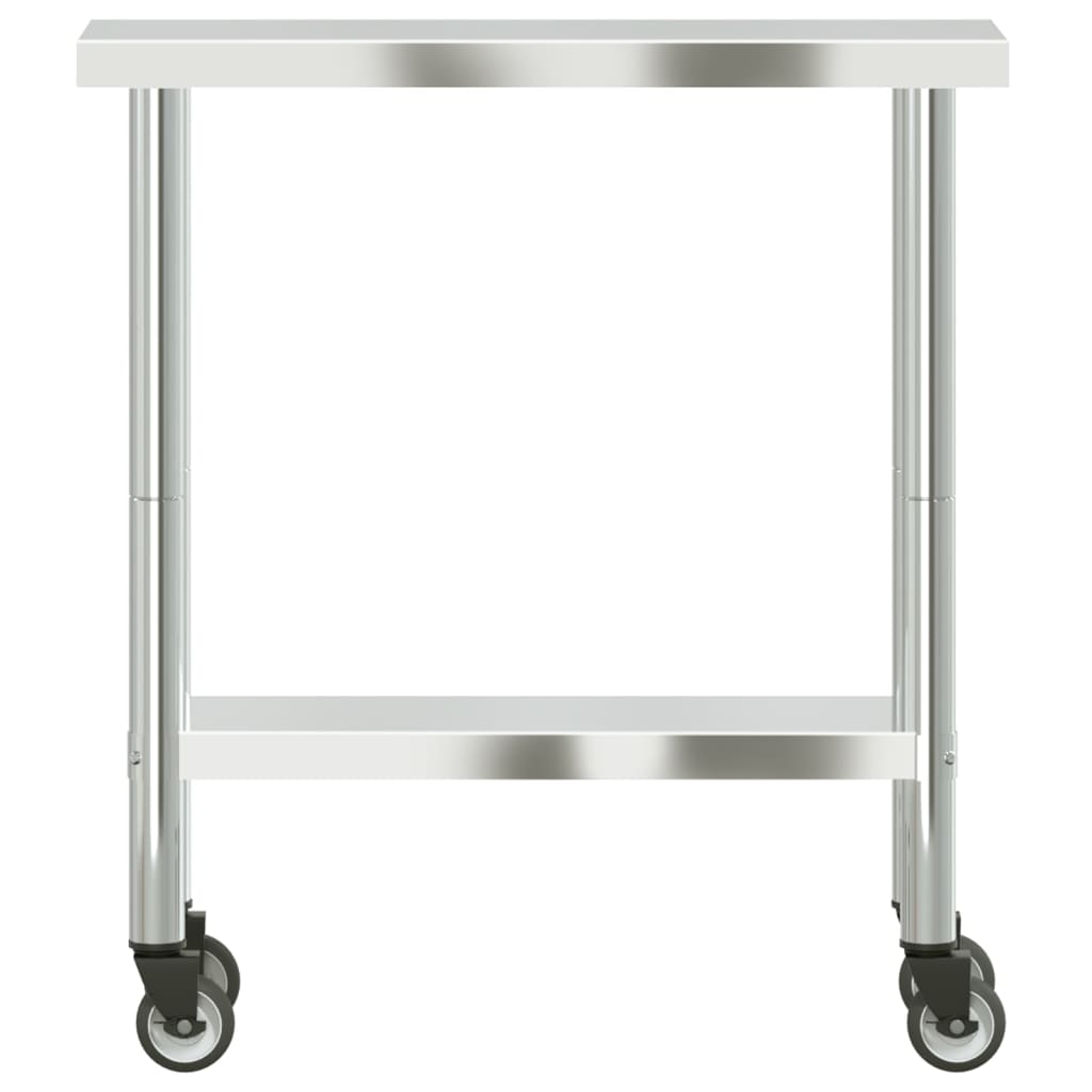 vidaXL Kitchen Work Table with Wheels Storage Home Restaurant Stainless Steel