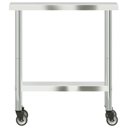 vidaXL Kitchen Work Table with Wheels Storage Home Restaurant Stainless Steel