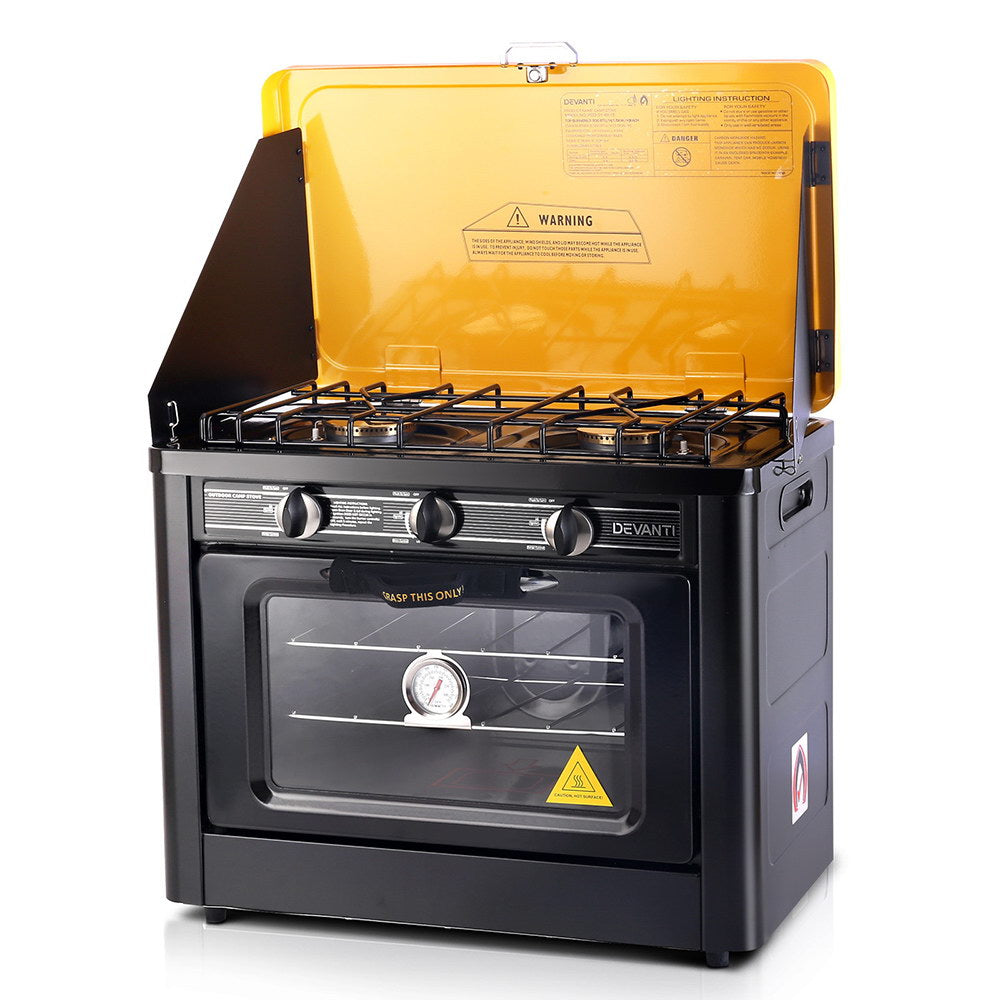 NNEDSZ 3 Burner Portable Oven - Black & Yellow