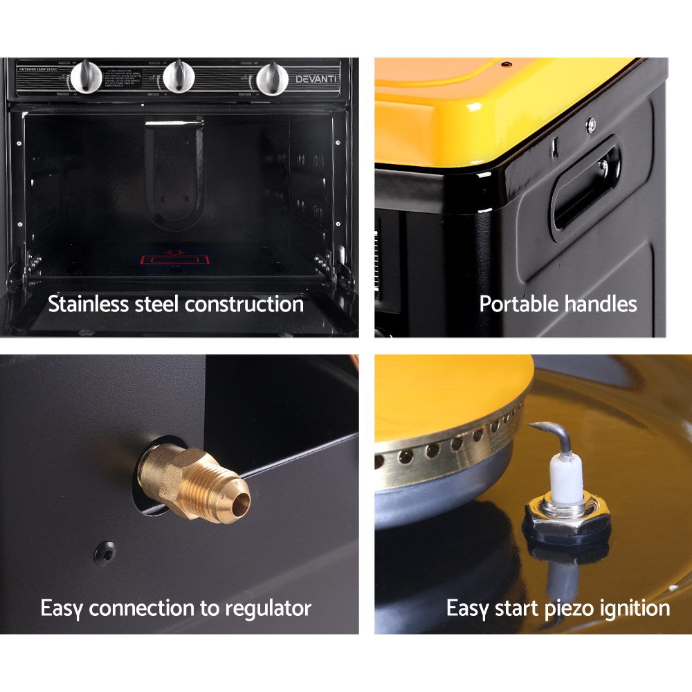 NNEDSZ 3 Burner Portable Oven - Black & Yellow