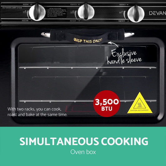 NNEDSZ 3 Burner Portable Oven - Black & Yellow