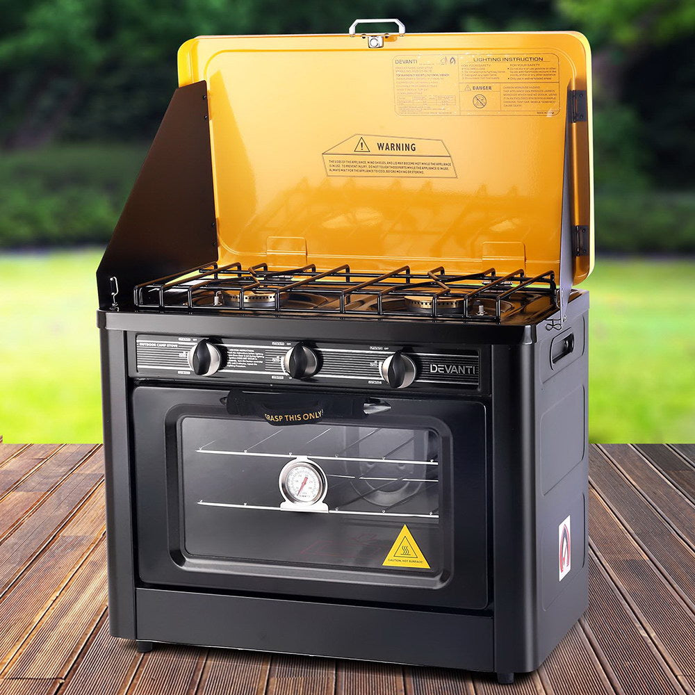 NNEDSZ 3 Burner Portable Oven - Black & Yellow