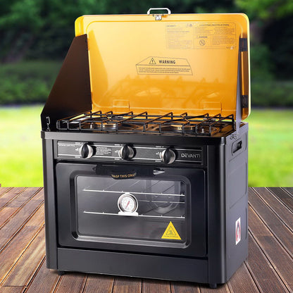 NNEDSZ 3 Burner Portable Oven - Black & Yellow