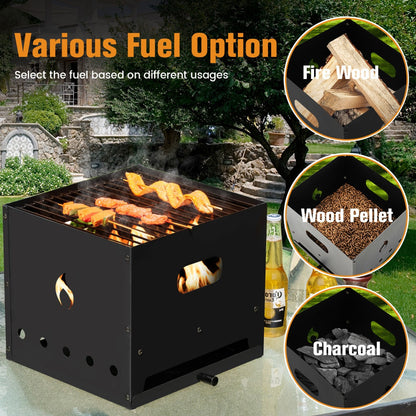 NNECW 4-in-1 Multipurpose Outdoor Pizza Oven with 2-Layer Detachable Grill Oven & Fire Pit