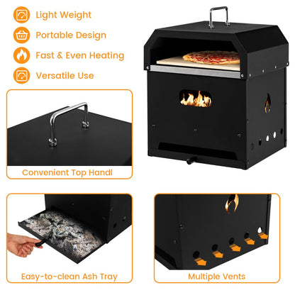 NNECW 4-in-1 Multipurpose Outdoor Pizza Oven with 2-Layer Detachable Grill Oven & Fire Pit