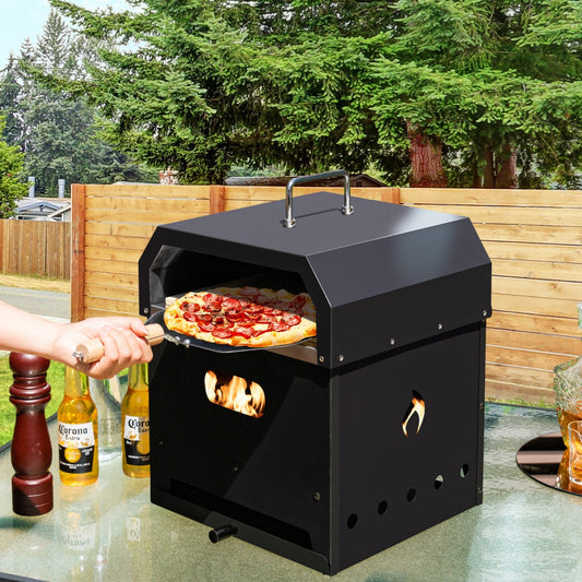 NNECW 4-in-1 Multipurpose Outdoor Pizza Oven with 2-Layer Detachable Grill Oven & Fire Pit